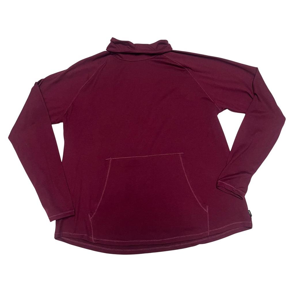 Eddie Bauer Womens Burgundy Funnel Neck Long Sleeve Active Top Kangaroo Pocket - Picture 1 of 9